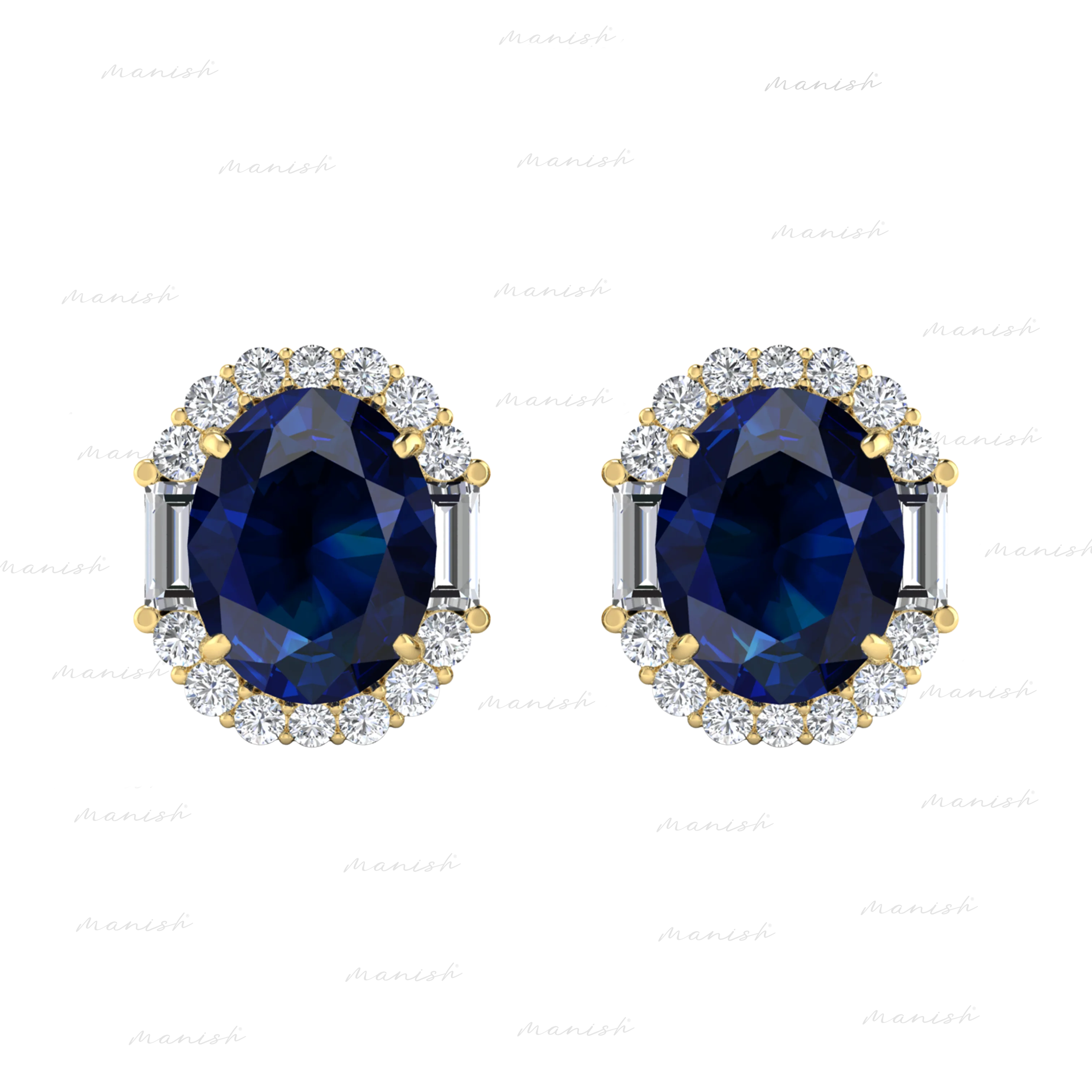 Ezri Diamond and Blue Sapphire Earrings